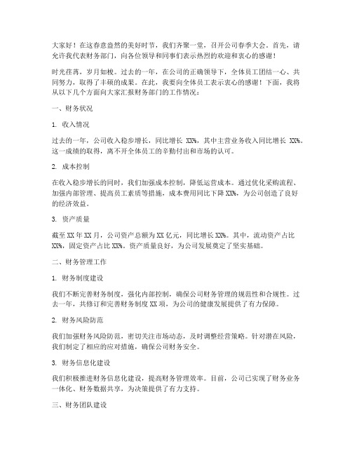 春季公司大会财务发言稿