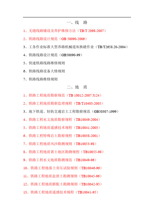 铁路规范大全(中铁建技术中心网站)