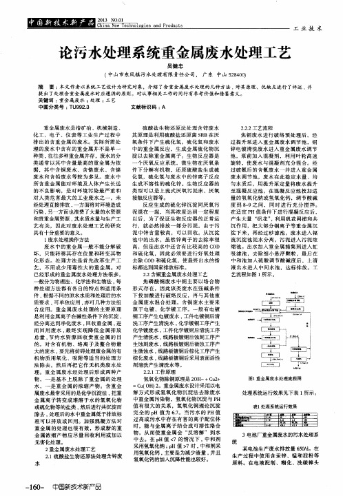 论污水处理系统重金属废水处理工艺