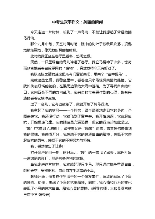 中考生叙事作文：美丽的瞬间