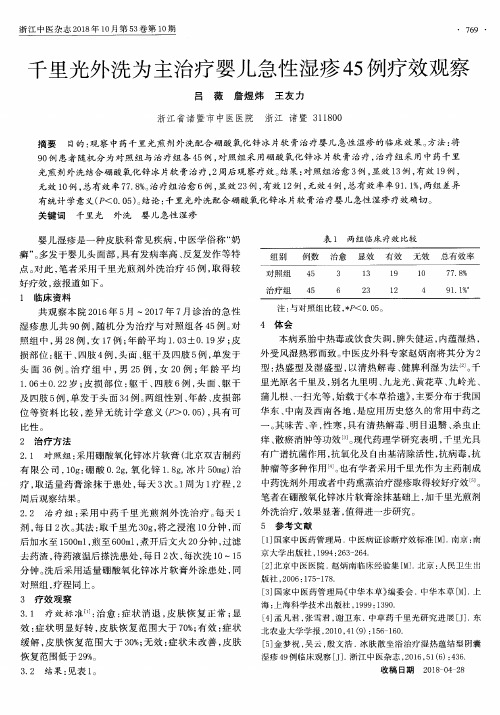 千里光外洗为主治疗婴儿急性湿疹45例疗效观察