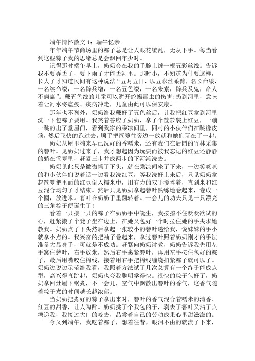 2020精选关于端午节情怀的散文