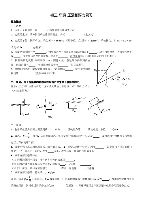 九年级一模考汇编浮力压强