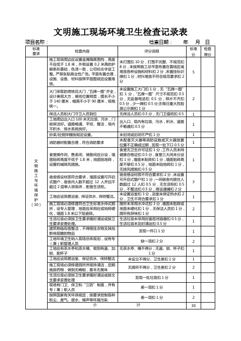 文明施工现场环境卫生检查记录表