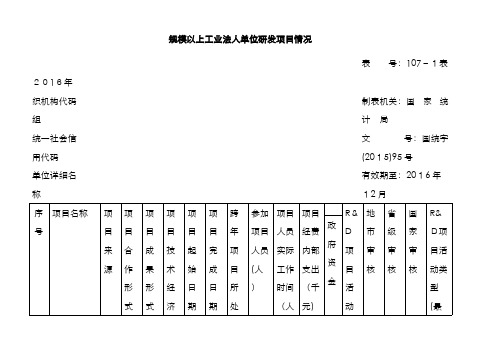 规模以上工业法人单位研发项目和活动情况b107-2