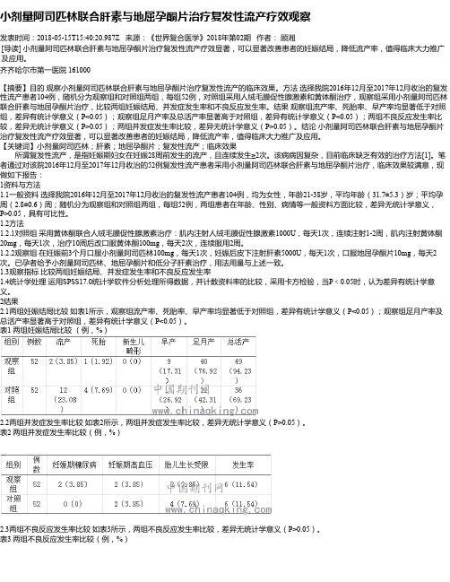 小剂量阿司匹林联合肝素与地屈孕酮片治疗复发性流产疗效观察