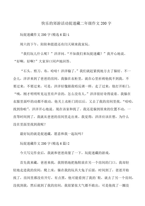 快乐的郊游活动捉迷藏二年级作文200字