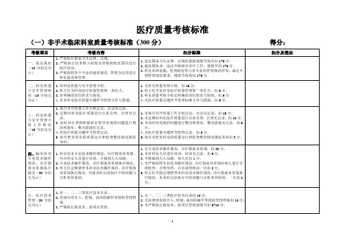 医疗质量考核标准(表格)