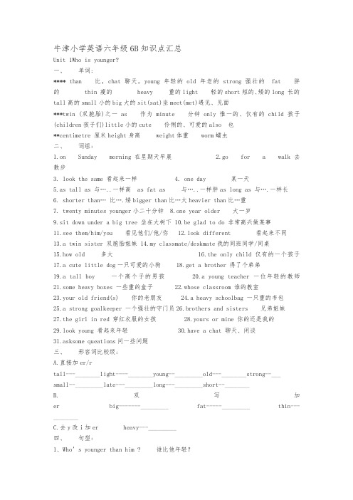 牛津小学英语六年级6B知识点汇总