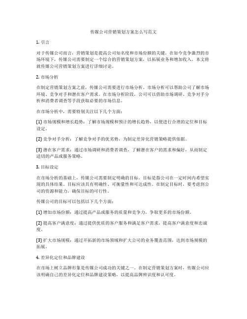 传媒公司营销策划方案怎么写范文