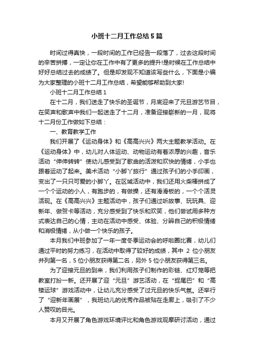 小班十二月工作总结5篇