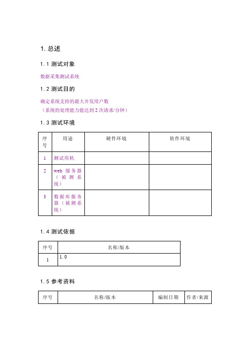 web系统性能测试报告模板