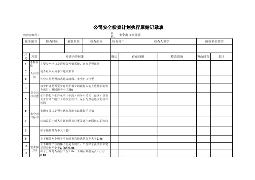 安全出口安全检查表