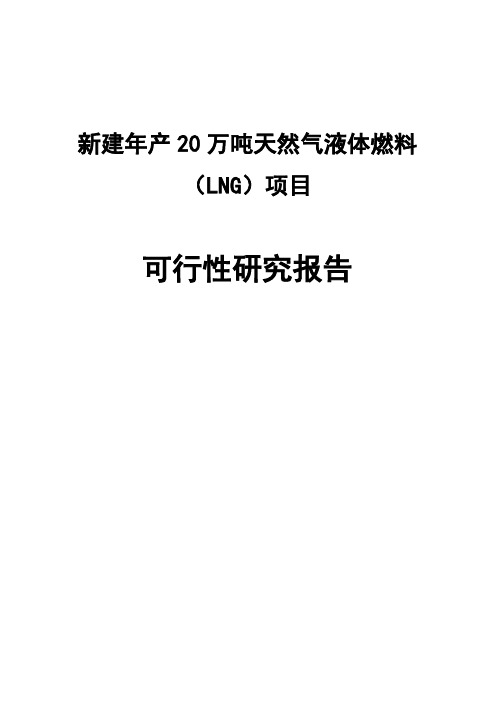 新建年产20万吨天然气液体燃料(LNG)项目可行性研究报告