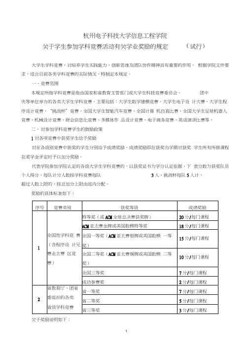 学科竞赛学业奖励