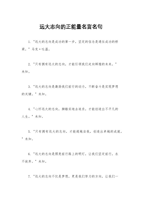 远大志向的正能量名言名句