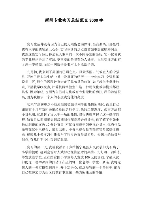 新闻专业实习总结范文3000字