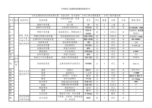 水利金属结构类试验检测仪器、设备名称、技术指标、水利工程仪器配置表 、水利工程质量检测