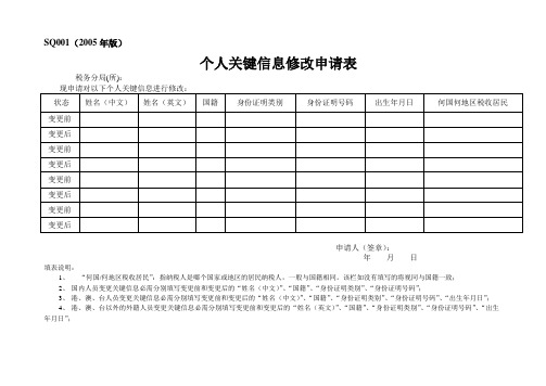 修改个人信息表