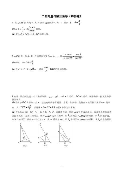 提优专题(2.2)——平面向量和解三角形(解答题)(含答案)