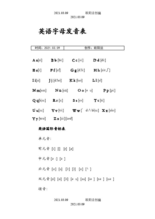 英语字母发音表之欧阳法创编