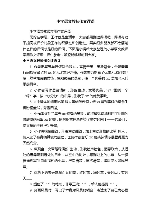 小学语文教师作文评语