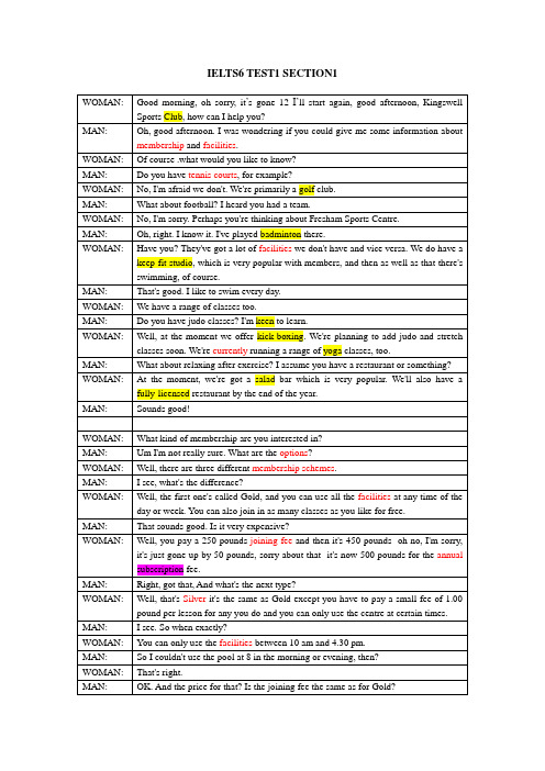 IELTS6 TEST1 SECTION1