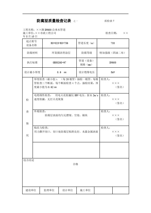 防腐层质量检查记录