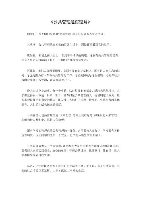 公共管理通俗理解