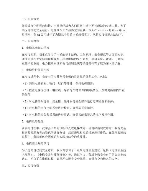 电梯维保实习报告总结