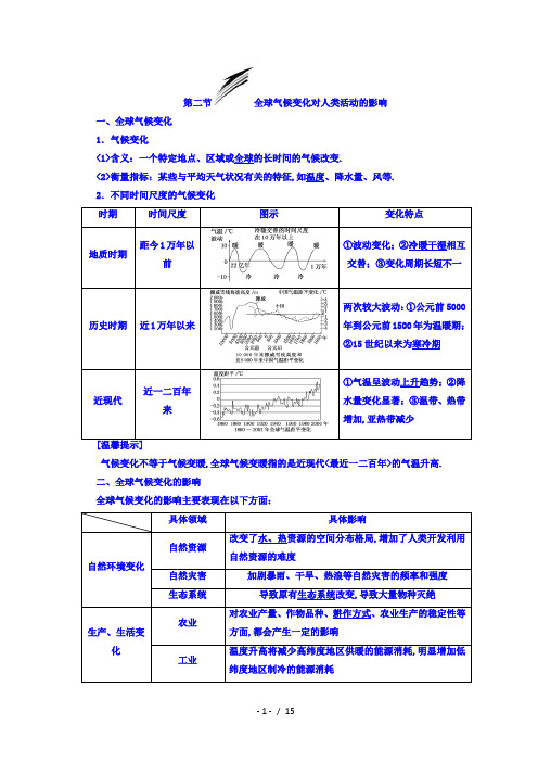 全球气候变化对人类活动的影响-Word含答案