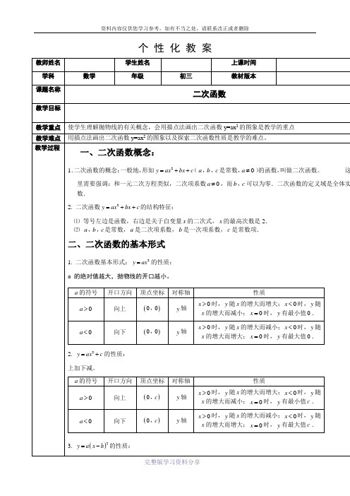 初三.二次函数教案