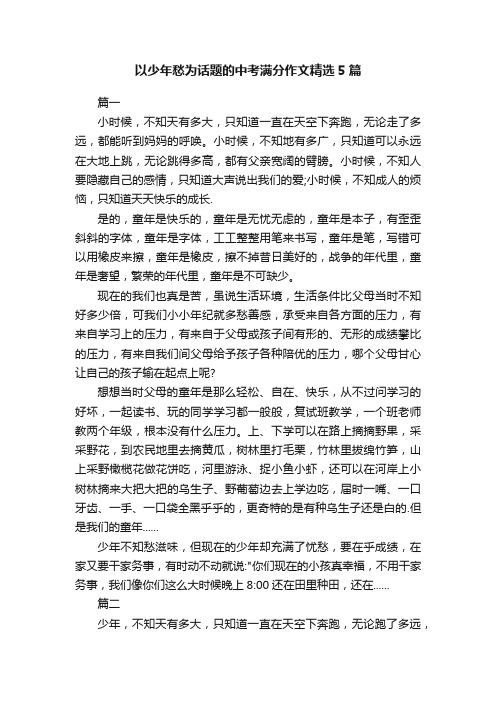 以少年愁为话题的中考满分作文精选5篇