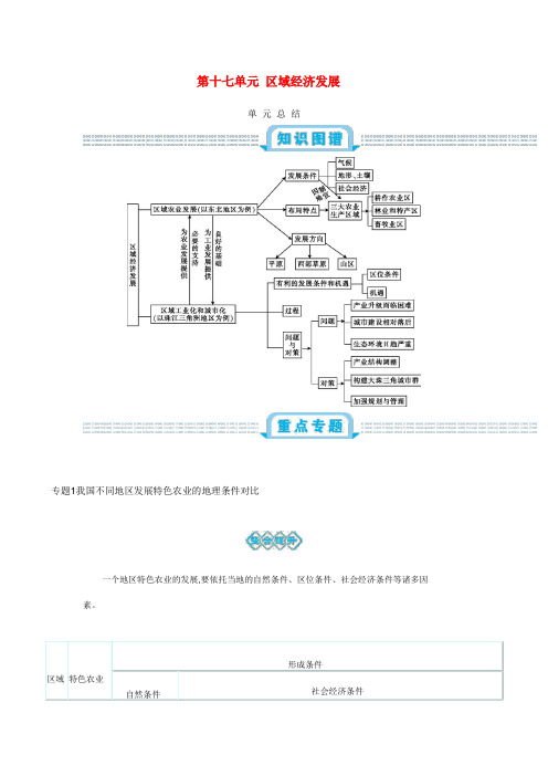 高考地理总复习第十七单元区域经济发展单元总结学案