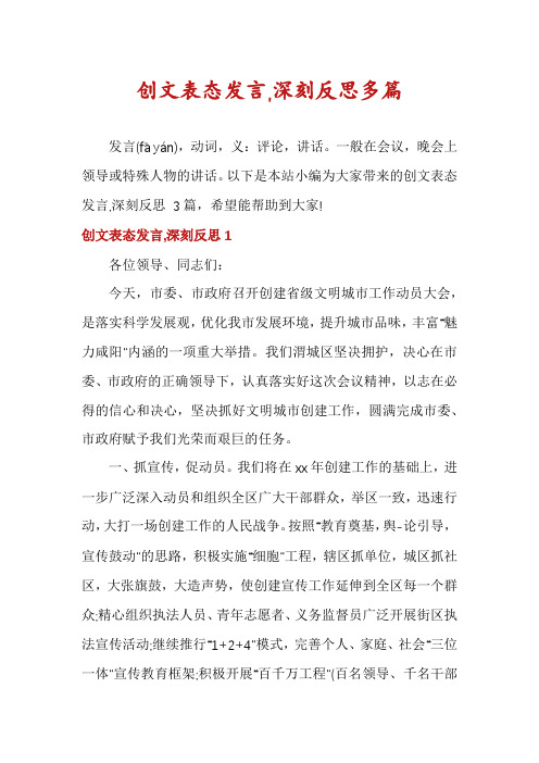 创文表态发言,深刻反思多篇