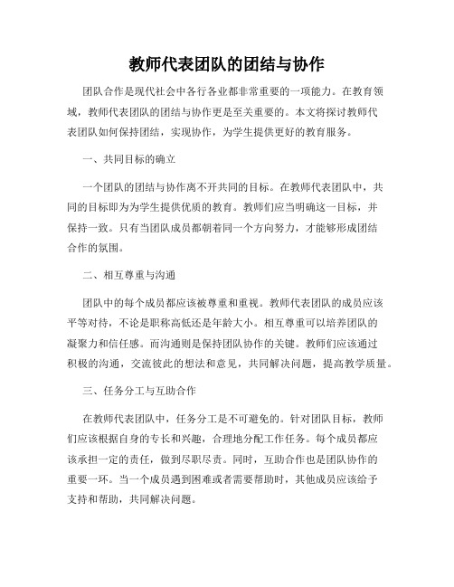 教师代表团队的团结与协作