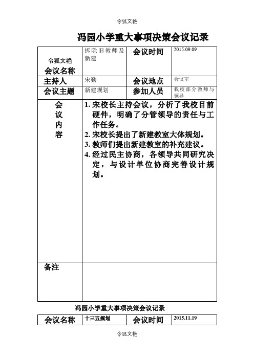 学校重大事项决策会议记录表之令狐文艳创作