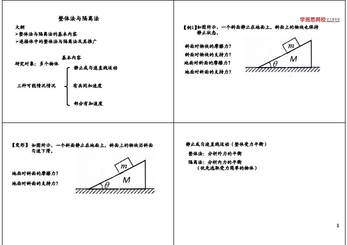 高一物理 必修一 整体法与隔离法典型题