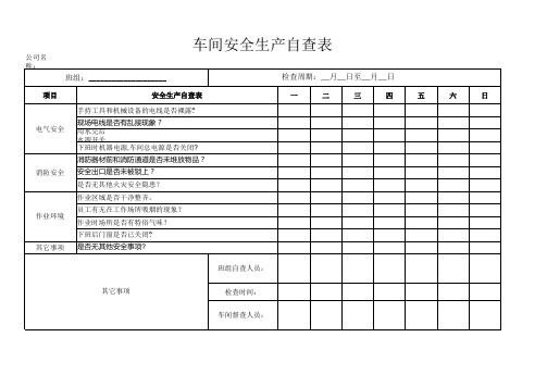 班组安全生产自查表