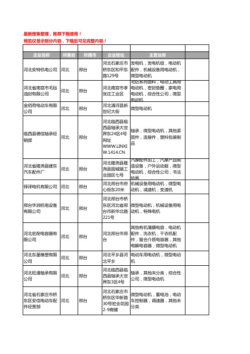 新版河北省邢台微型电动机工商企业公司商家名录名单联系方式大全12家