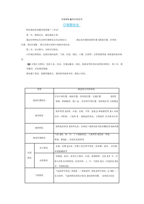 2021年新高考地理6答题模板5特征描述类