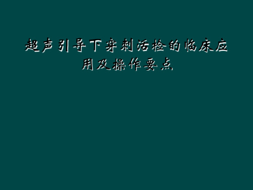 超声引导下穿刺活检的临床应用及操作要点