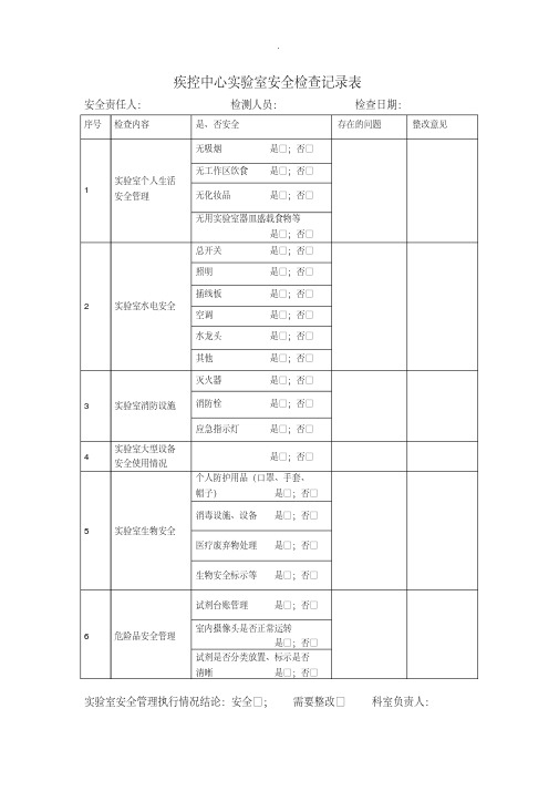 实验室安全检查记录表