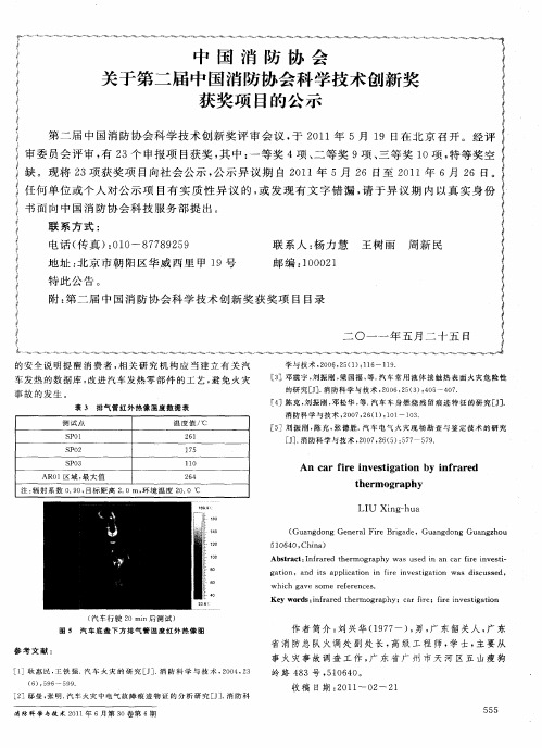 中国消防协会关于第二届中国消防协会科学技术创新奖获奖项目的公示