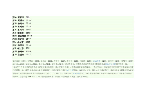 江苏13个市电话排序车牌排序身份证开头四位排序