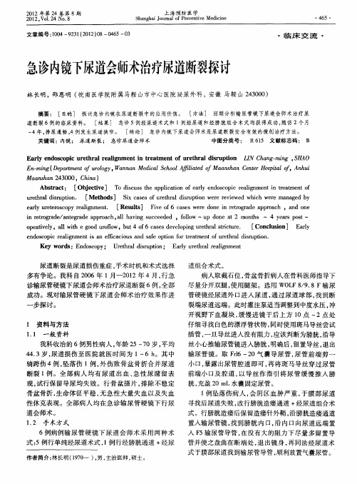 急诊内镜下尿道会师术治疗尿道断裂探讨