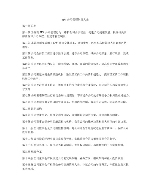 spv公司管理制度大全