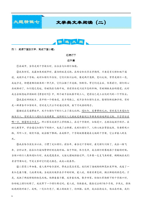 2020届高考系统复习语文大题精做7 文学类文本阅读(二)(教师版)