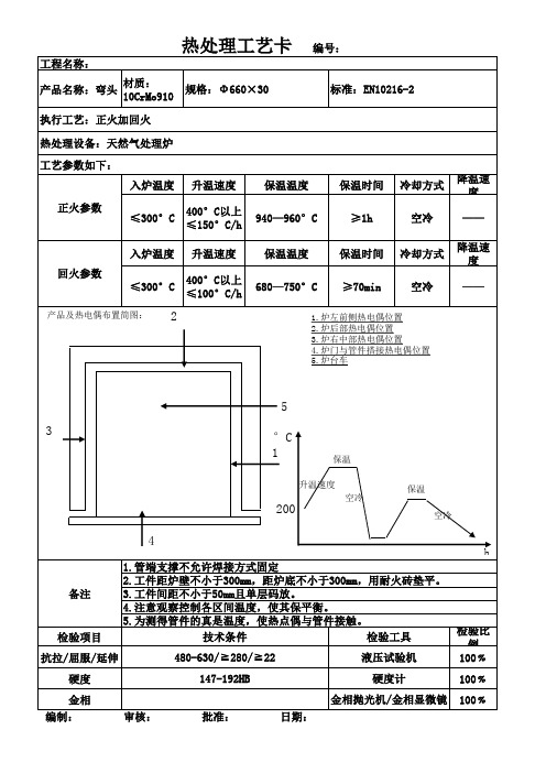 热处理工艺卡10CrMo910