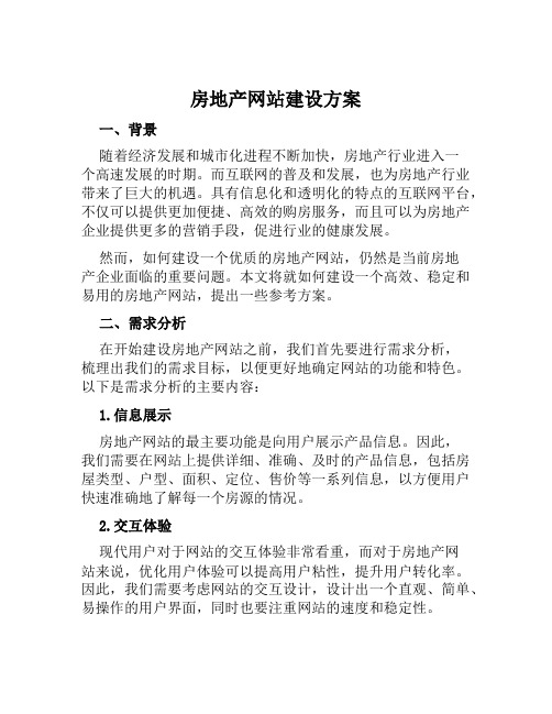 房地产网站建设方案范文